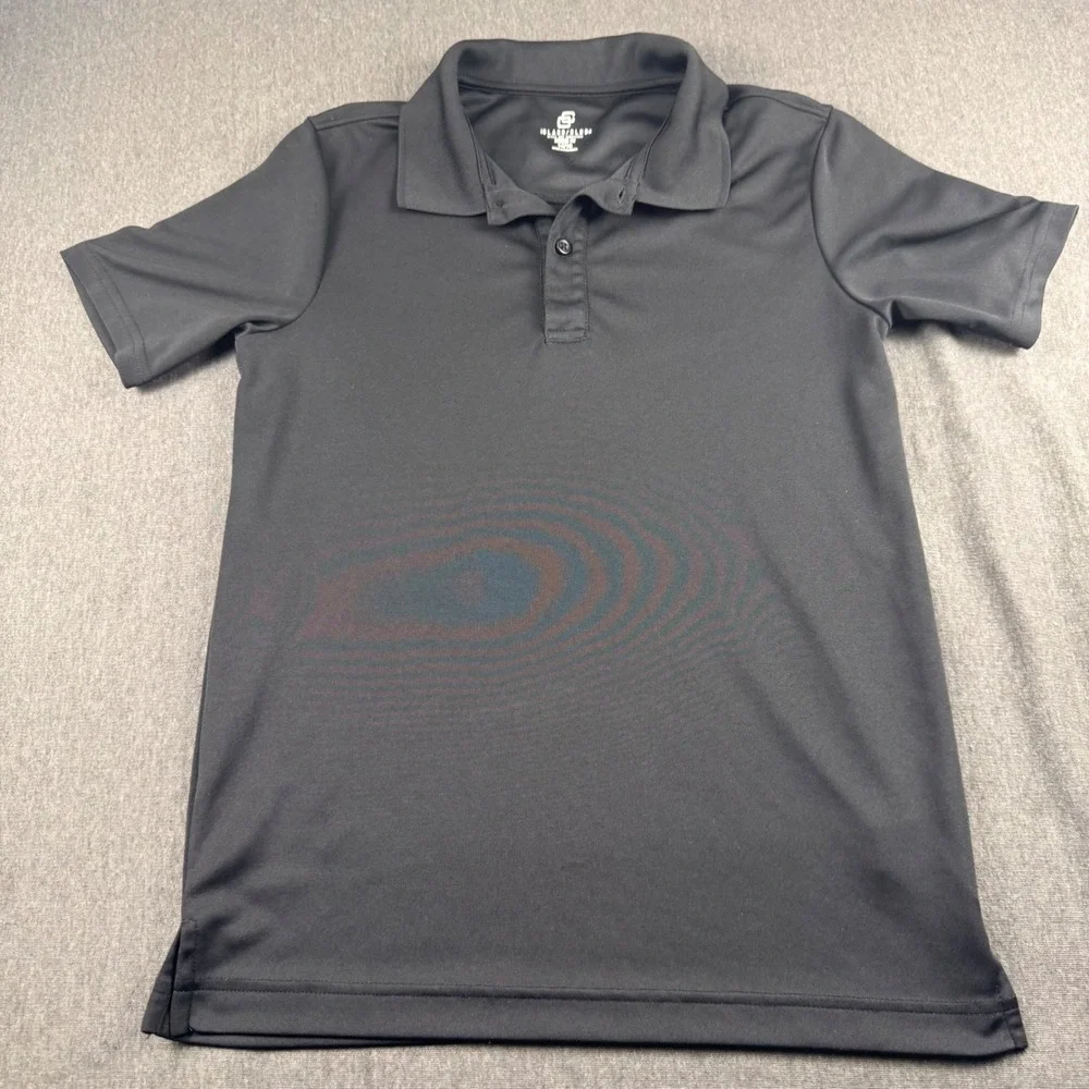 Class Club Boys Polo Shirt Black Modern Fit Performance Sz 14/16 L Short Sleeve